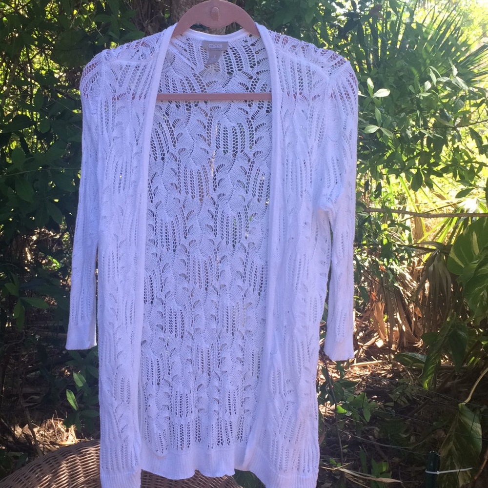Perfect for Spring! Chico’s White Cardigan size 1